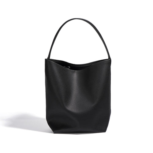 The Everyday Slouchy Bucket Tote | Premium Pebbled Leather Shoulder Bag with Inner Pouch