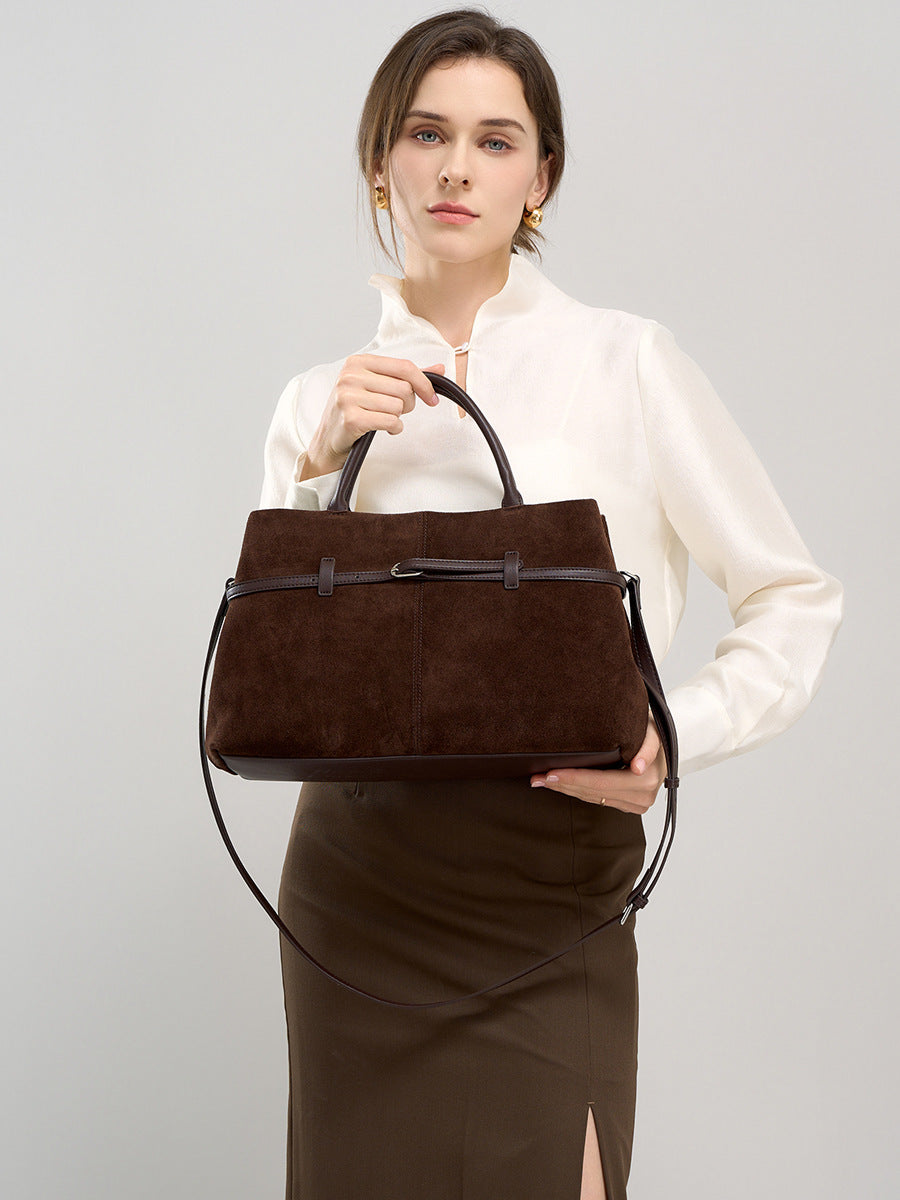 The Arden Leather Carryall in Espresso — front view