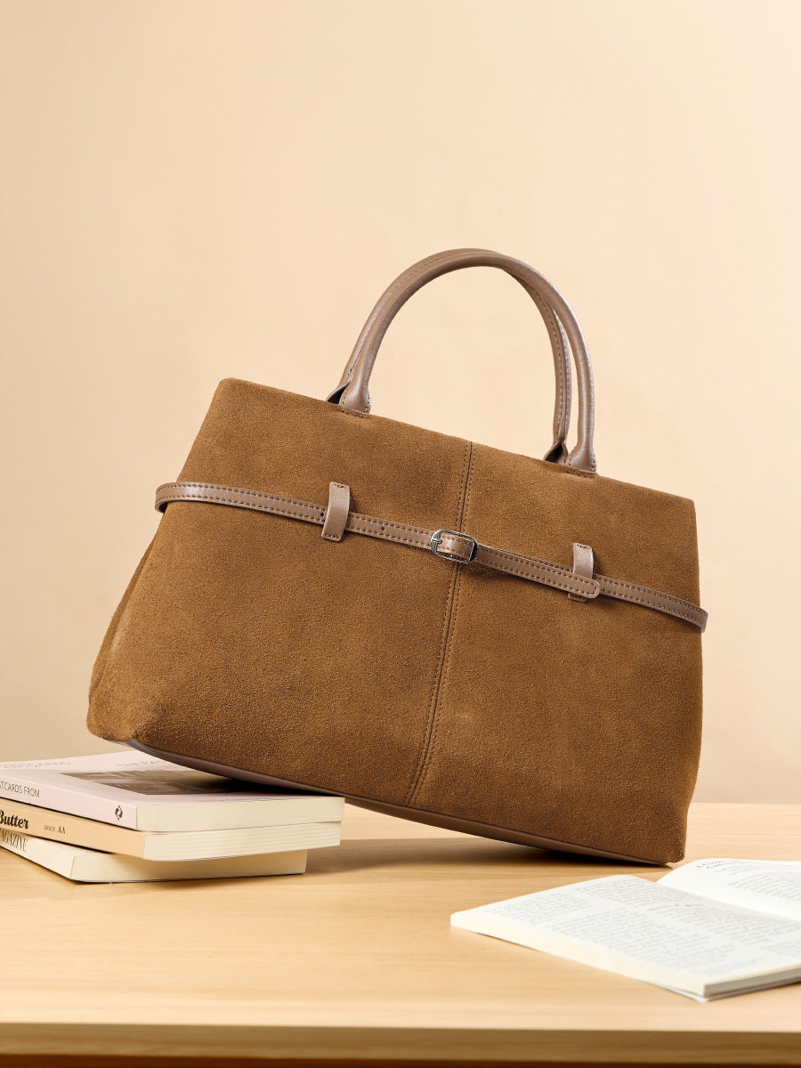 The Arden Leather Carryall in Caramel — product detail