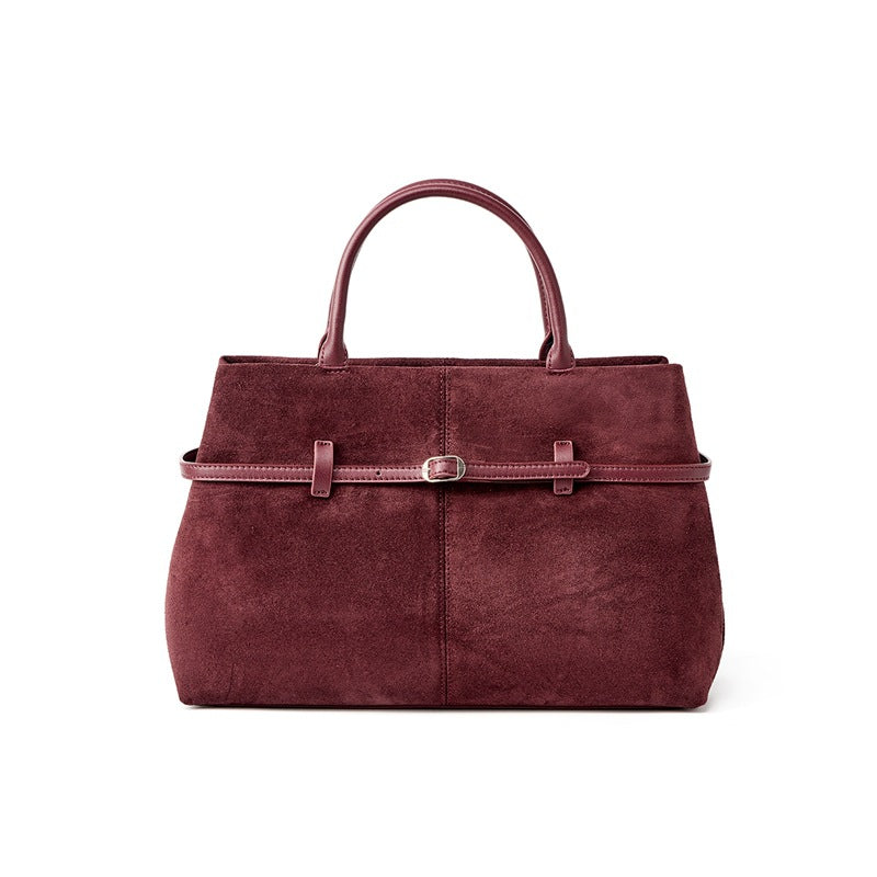 The Arden Leather Carryall in Bordeaux — front view