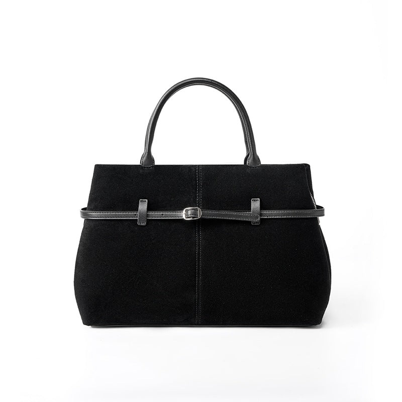 The Arden Leather Carryall in Black — front view