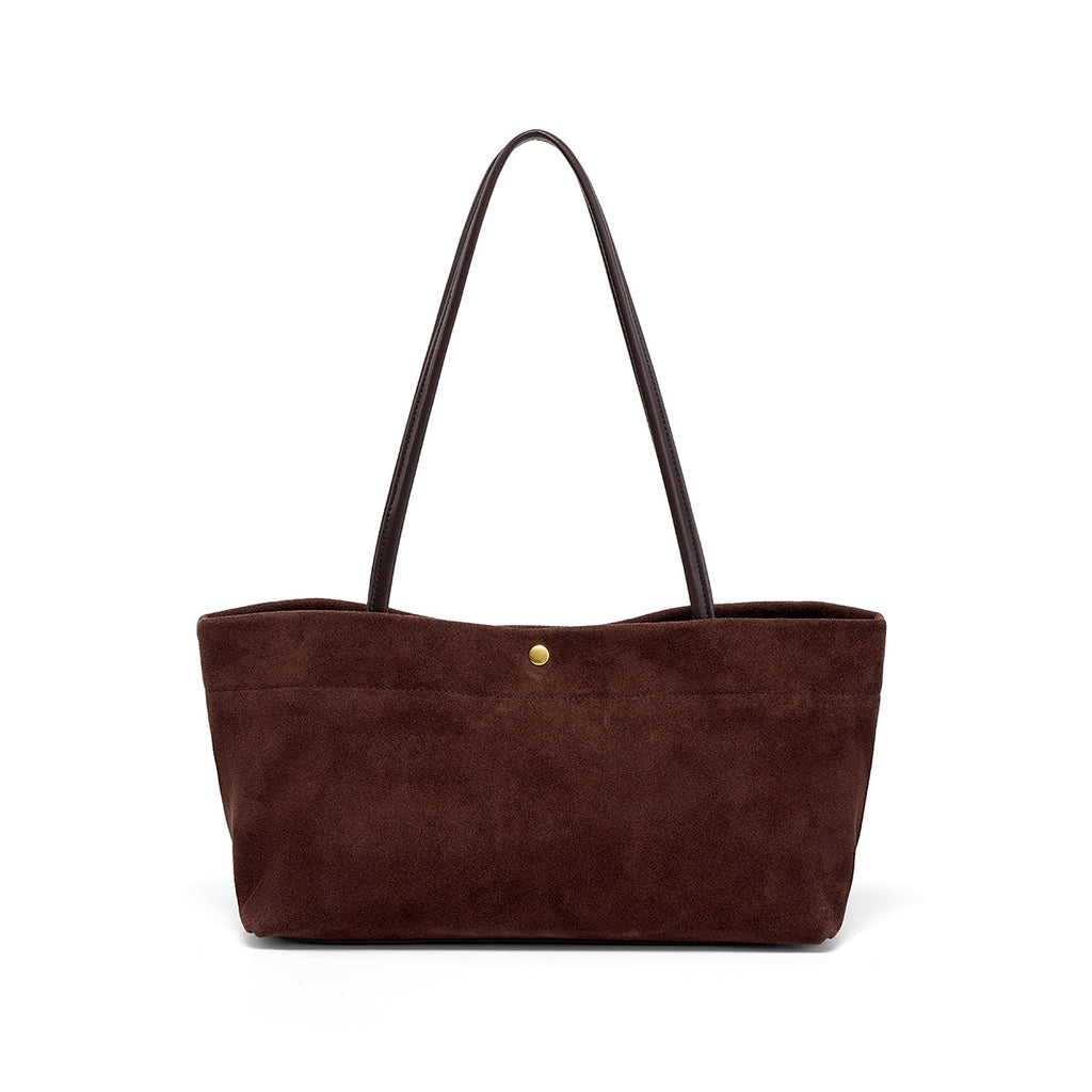 Aveline Suede-Effect Tote in Espresso front view