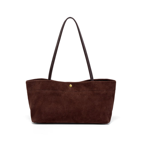 Aveline Suede-Effect Tote in Espresso front view