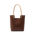 The Liora Leather Tote in Tea Brown — front view
