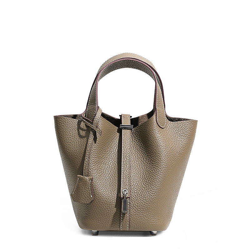 The Mira Leather Bucket Tote